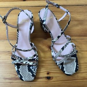 J. Crew snake print heeled sandals